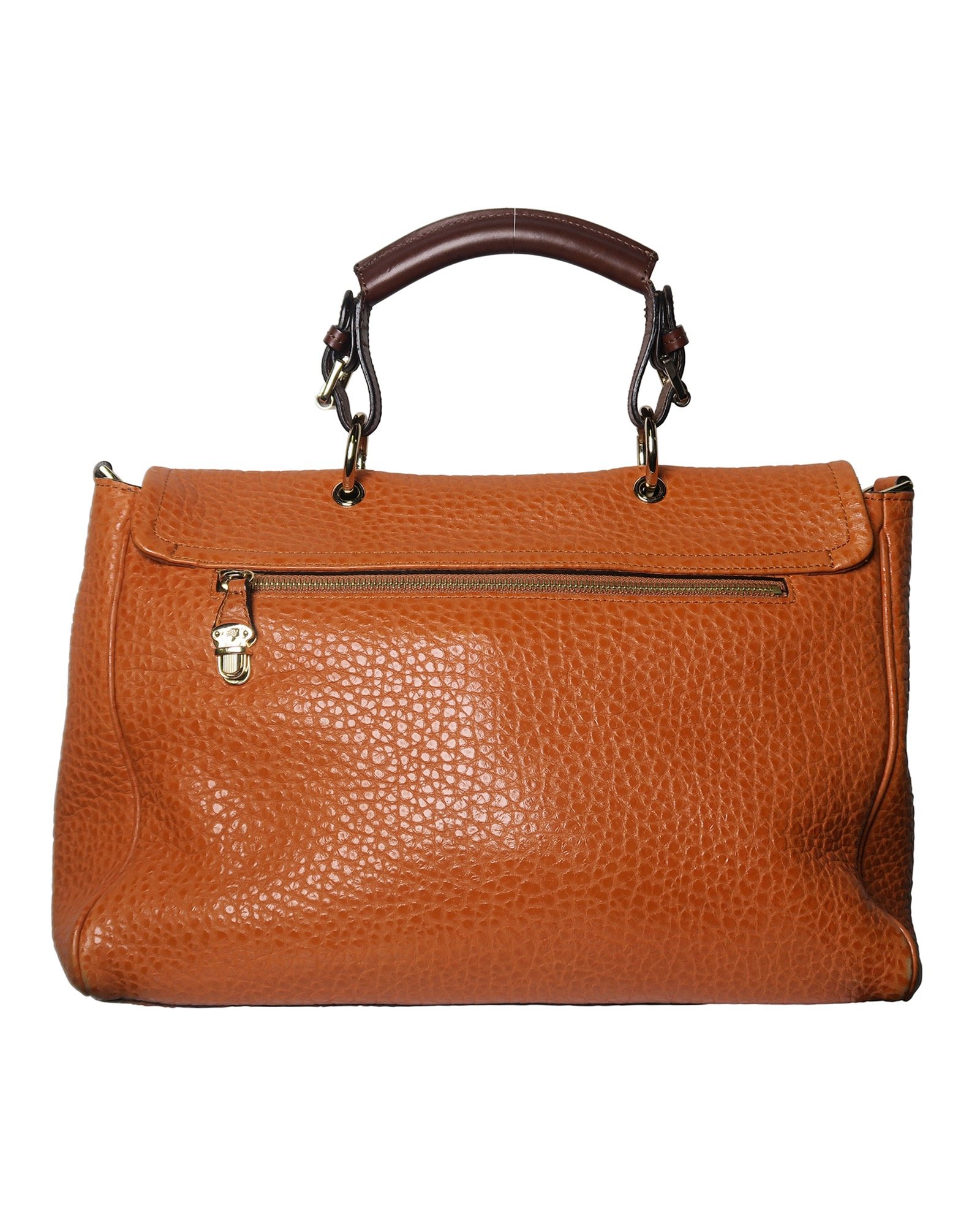 Polly Push Lock Bag, &pound;260, Handbags, Tan, Leather, Back view